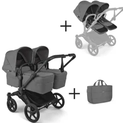 Bugaboo Tweeling Kinderwagen Donkey 6 Compleet Black - Moon Grey