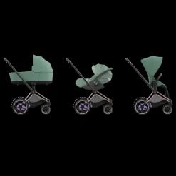 Cybex E-Priam Kinderwagen Compleet Leaf Green - Rosegold Frame