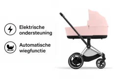 Cybex E-Priam Kinderwagen Compleet Peach Pink - Chrome Black Frame