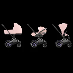 Cybex E-Priam Kinderwagen Compleet Peach Pink - Chrome Black Frame