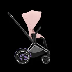 Cybex E-Priam Kinderwagen Compleet Peach Pink - Chrome Black Frame