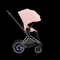 Cybex E-Priam Kinderwagen Compleet Peach Pink - Chrome Black Frame