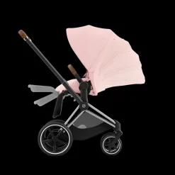 Cybex E-Priam Kinderwagen Compleet Peach Pink - Chrome Brown Frame
