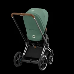 Cybex E-Priam Kinderwagen Compleet Leaf Green - Chrome Brown Frame