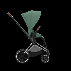 Cybex E-Priam Kinderwagen Compleet Leaf Green - Chrome Brown Frame