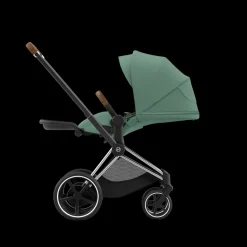 Cybex E-Priam Kinderwagen Compleet Leaf Green - Chrome Brown Frame