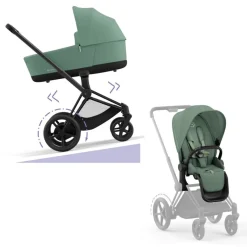 Cybex E-Priam Kinderwagen Compleet Leaf Green - Matt Black Frame