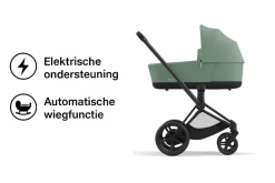 Cybex E-Priam Kinderwagen Compleet Leaf Green - Matt Black Frame