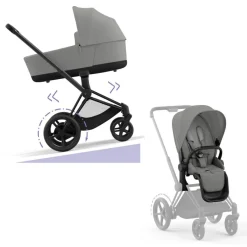 Cybex E-Priam Kinderwagen Compleet Mirage Grey - Matt Black Frame