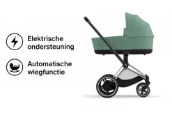 Cybex E-Priam Kinderwagen Compleet Leaf Green - Chrome Black Frame