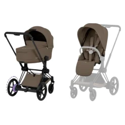 Cybex Kinderwagen e-Priam 5 Compleet Comfort Matt Black Frame - Coconut Brown