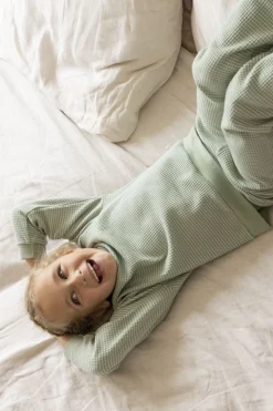 Feetje Pyjama Wafel Groen Melange