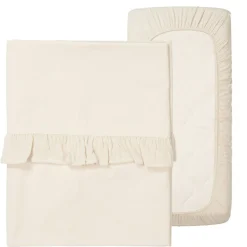 Koeka Ledikantlaken en Hoeslaken Set Faro Ruffle Warm White
