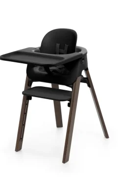 Stokke Steps Stoel Complete Set met Babyset en Tray – Black/Warm Brown
