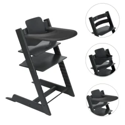 Stokke Tripp Trapp Stoel Bundel met BabySet² en Tray - Black