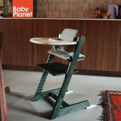 Stokke Tripp Trapp Stoel Marble Green Bundel met BabySet² en Tray - Vanilla White