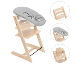 Stokke Tripp Trapp Stoel Bundel met BabySet² Natural en Newborn Set Grey