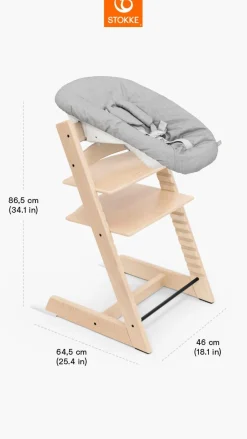 Stokke Tripp Trapp Stoel Bundel met BabySet² Natural en Newborn Set Grey