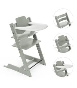 Stokke Tripp Trapp Stoel Glacier Green Bundel met BabySet² en Tray - White
