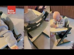 Stokke Tripp Trapp Stoel Marble Green Bundel met BabySet² en Tray - Black