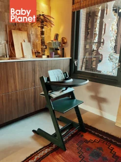 Stokke Tripp Trapp Stoel Marble Green Bundel met BabySet² en Tray - Black