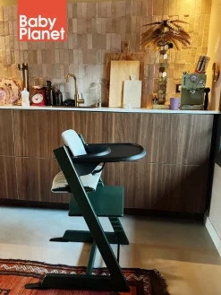 Stokke Tripp Trapp Stoel Marble Green Bundel met BabySet² en Tray - Black