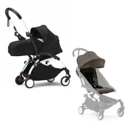 Stokke YOYO³ Kinderwagen Compleet Leopard met 0+ Newborn Pack Black – White Frame