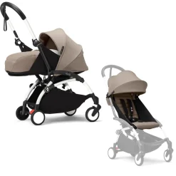 Stokke YOYO³ Kinderwagen Compleet met 0+ Newborn Pack Taupe – White Frame