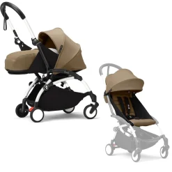 Stokke YOYO³ Kinderwagen Compleet met 0+ Newborn Pack Toffee – White Frame