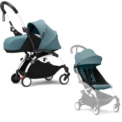Stokke YOYO³ Kinderwagen Compleet met 0+ Newborn Pack Aqua – White Frame