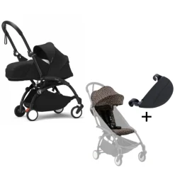 Stokke YOYO³ Kinderwagen Compleet Leopard met 0+ Newborn Pack Black – Black Frame