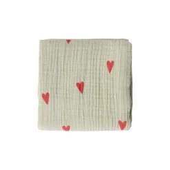 Studio Noos Swaddle Hearts Sage Green 70 x 70