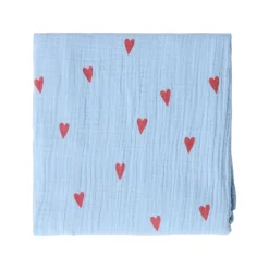 Studio Noos Swaddle Hearts Light Blue 120 x 120